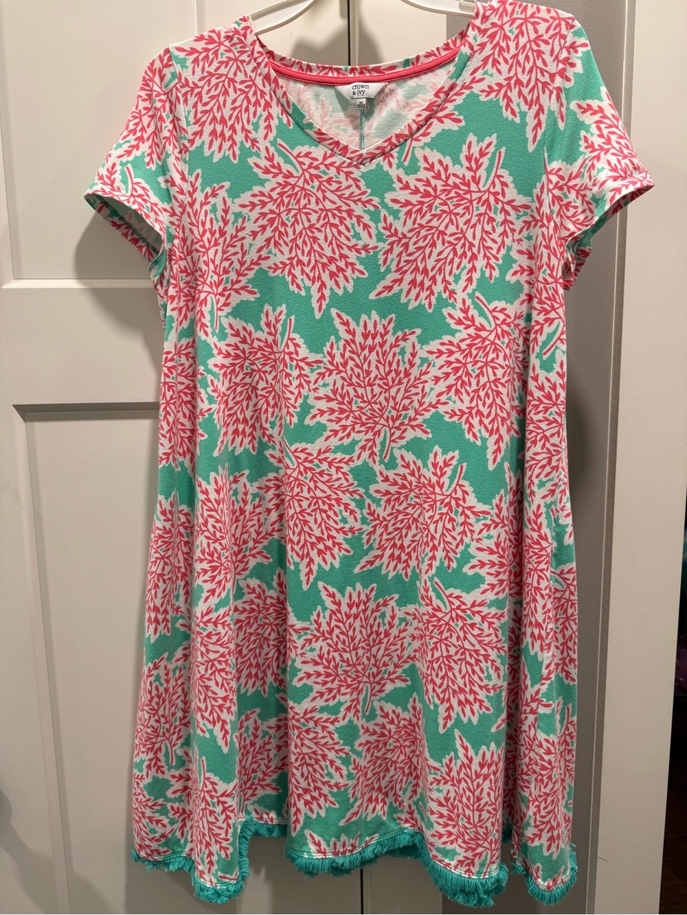 crown & ivy Pink and Aqua Floral Swing Dress